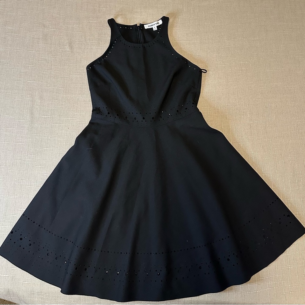 ELIZABETH & JAMES ~ Size 6 ~ $365 LASERCUT Fit & Flare Halter MIRNA Mini Dress